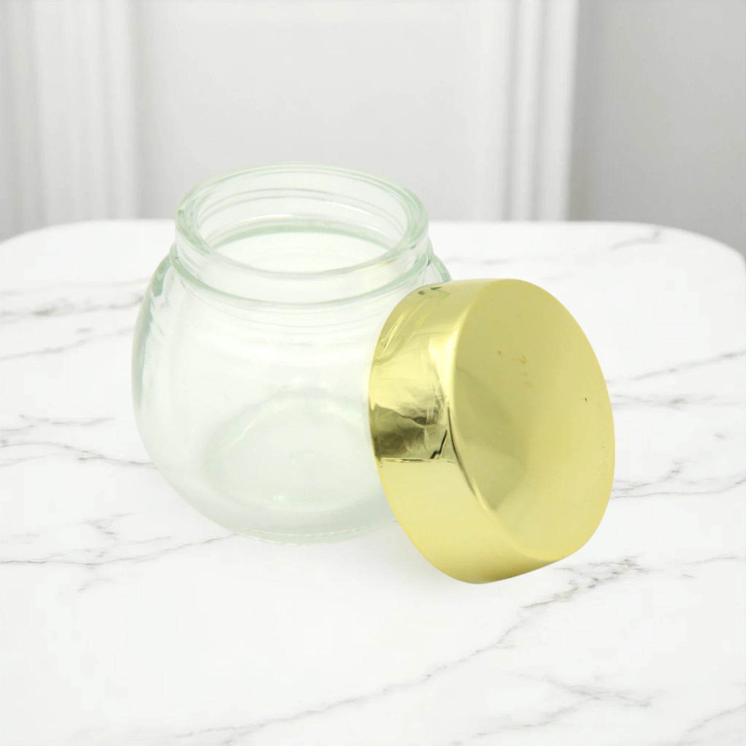 Clear Empty Bakhoor Storage Jar with Gold Lid 150 ML – Multi-Purpose Container for Oud, Spices, Cotton & More - Damoo