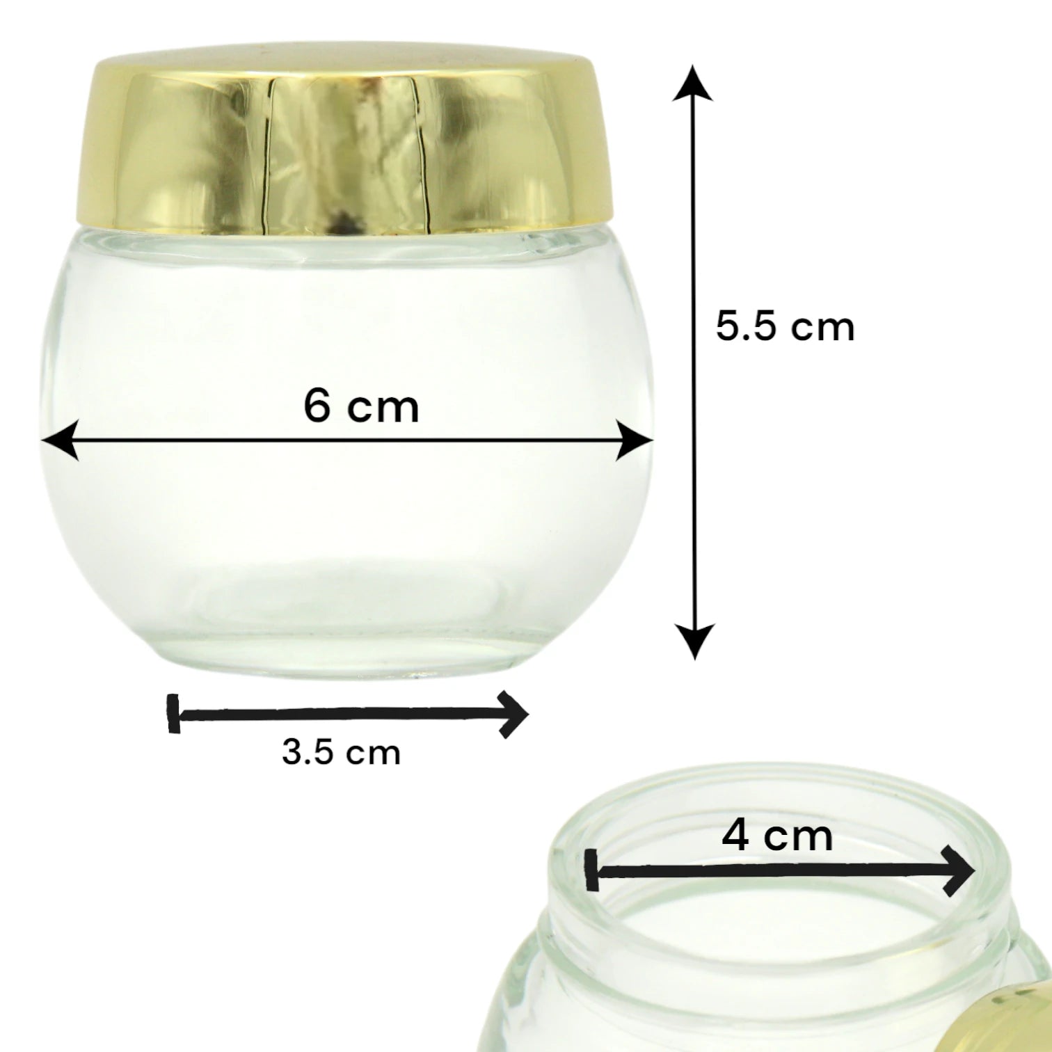Clear Empty Bakhoor Storage Jar with Gold Lid 150 ML – Multi-Purpose Container for Oud, Spices, Cotton & More - Damoo