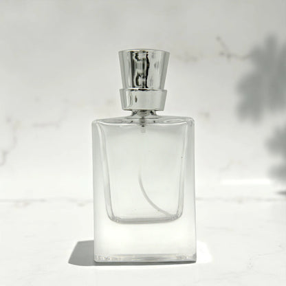Clear Empty Perfume Bottle 50ML – Refillable Spray Glass Bottle with Silver Cap | Refillable Bottle for Perfume, Oils & Sprays - Damoo