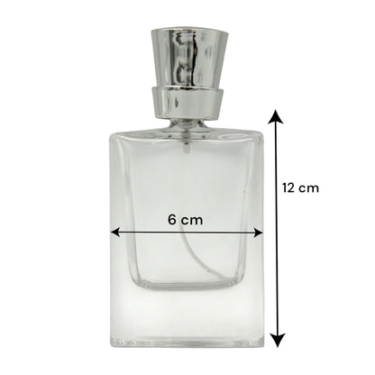 Clear Empty Perfume Bottle 50ML – Refillable Spray Glass Bottle with Silver Cap | Refillable Bottle for Perfume, Oils & Sprays - Damoo