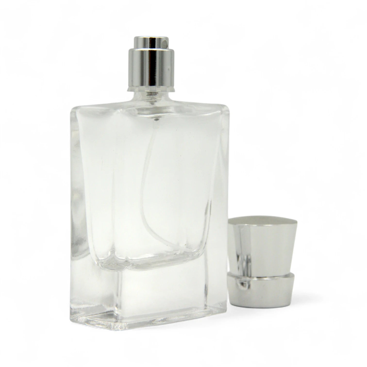 Clear Empty Perfume Bottle 50ML – Refillable Spray Glass Bottle with Silver Cap | Refillable Bottle for Perfume, Oils & Sprays - Damoo