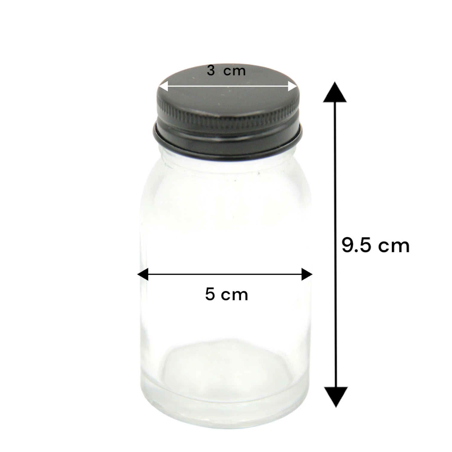 Clear Glass Jar with Black Screw Lid – Reusable Storage Container for Spices, Powders, Creams, or DIY Products | 80 ml - Damoo