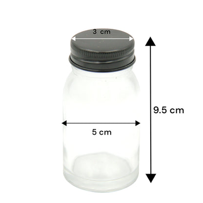 Clear Glass Jar with Black Screw Lid – Reusable Storage Container for Spices, Powders, Creams, or DIY Products | 80 ml - Damoo
