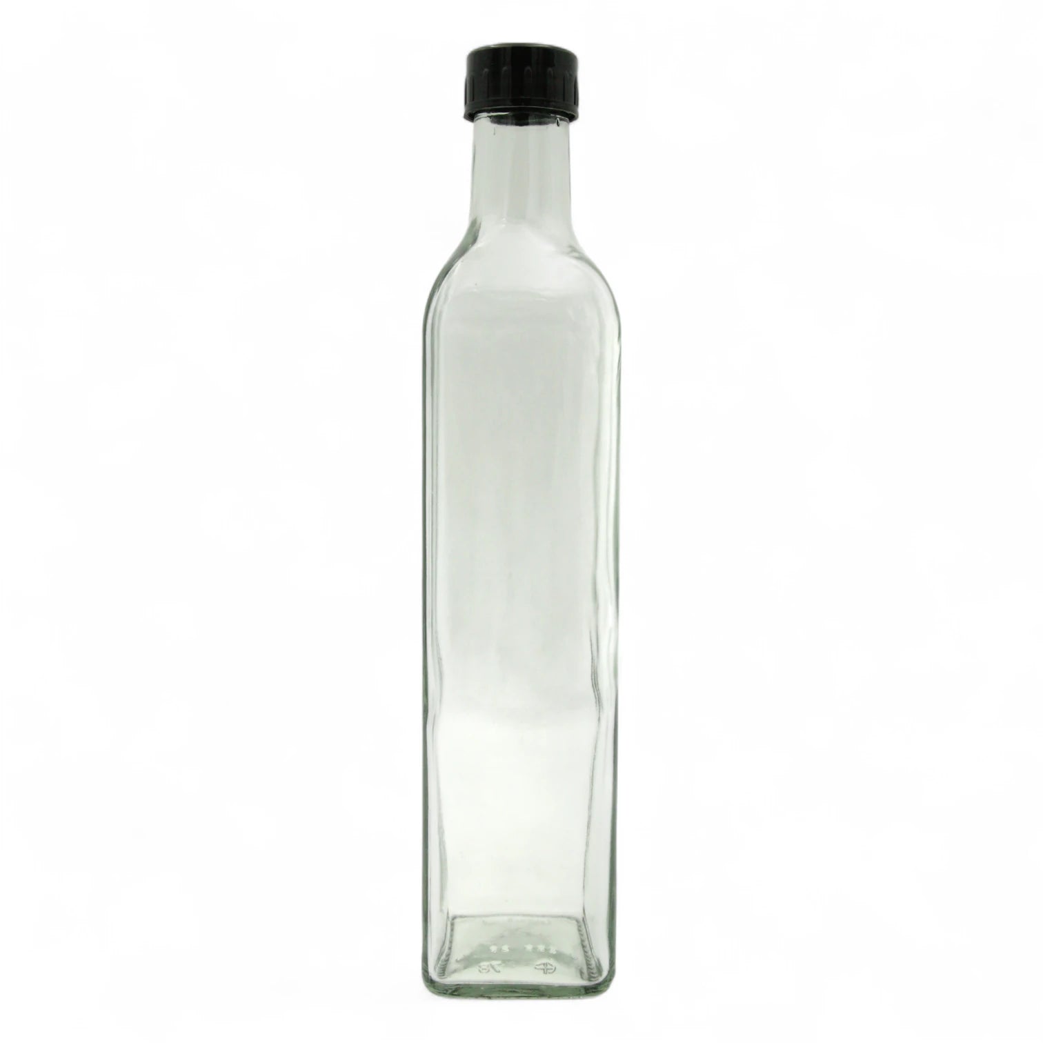 Clear Glass Square Bottle with Black Cap 500ML – Oil & Syrup Storage Bottle with Narrow Mouth | Ideal for Olive Oil, Flavored Syrups & Kitchen Use - Damoo
