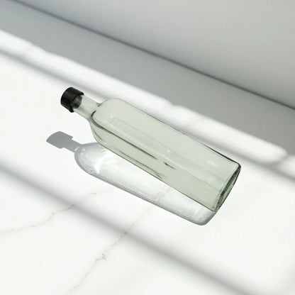 Clear Glass Square Bottle with Black Cap 500ML – Oil & Syrup Storage Bottle with Narrow Mouth | Ideal for Olive Oil, Flavored Syrups & Kitchen Use - Damoo