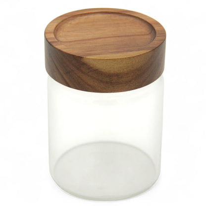 Clear Glass Storage Canister with Natural Wood Lid – Airtight Kitchen Jar for Pantry, Coffee, Tea, Spices & Home Organization - Damoo