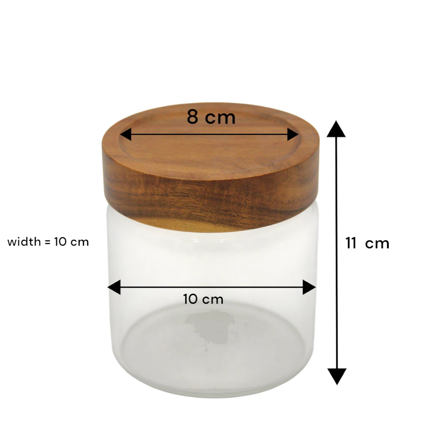 Clear Glass Storage Canister with Natural Wood Lid – Airtight Kitchen Jar for Pantry, Coffee, Tea, Spices & Home Organization - Damoo