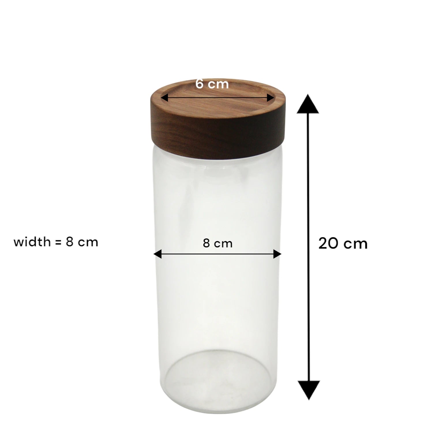 Clear Glass Storage Canister with Natural Wood Lid – Airtight Kitchen Jar for Pantry, Coffee, Tea, Spices & Home Organization - Damoo