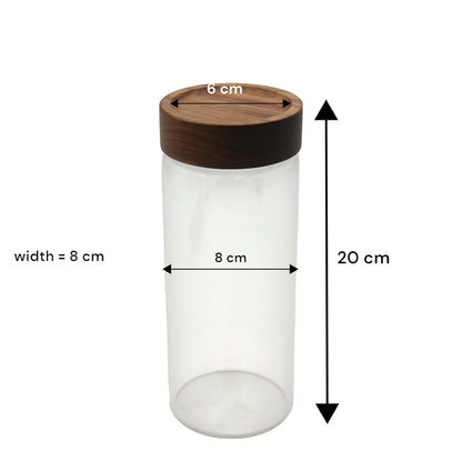 Clear Glass Storage Canister with Natural Wood Lid – Airtight Kitchen Jar for Pantry, Coffee, Tea, Spices & Home Organization - Damoo