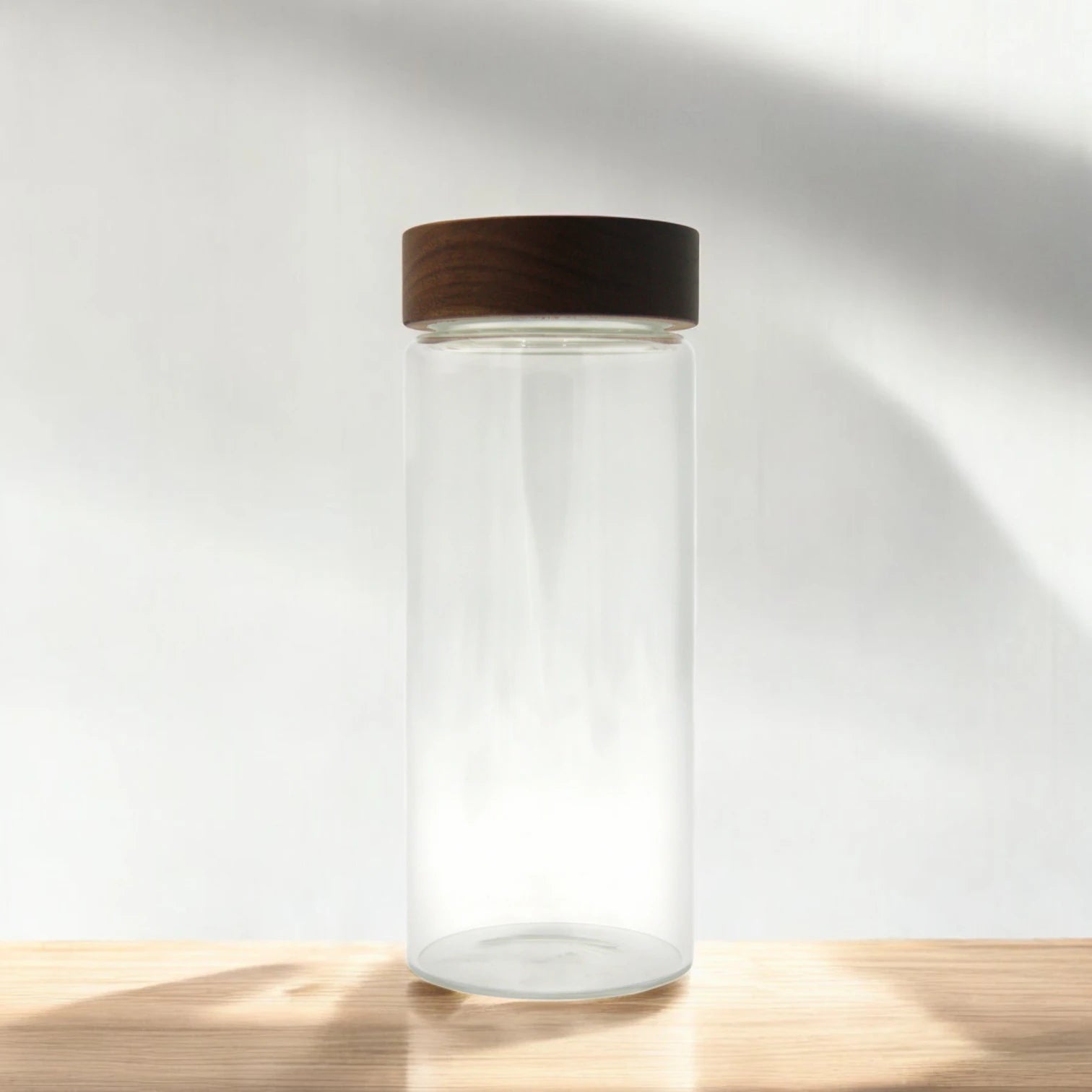 Clear Glass Storage Canister with Natural Wood Lid – Airtight Kitchen Jar for Pantry, Coffee, Tea, Spices & Home Organization - Damoo