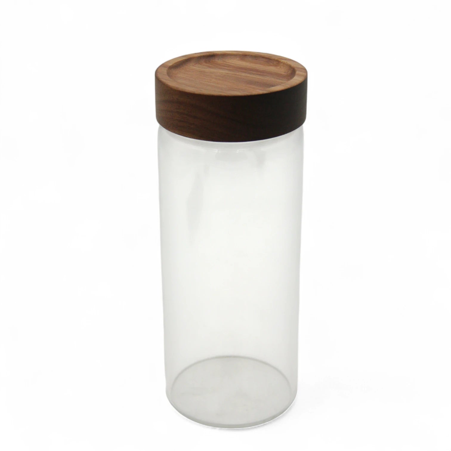 Clear Glass Storage Canister with Natural Wood Lid – Airtight Kitchen Jar for Pantry, Coffee, Tea, Spices & Home Organization - Damoo