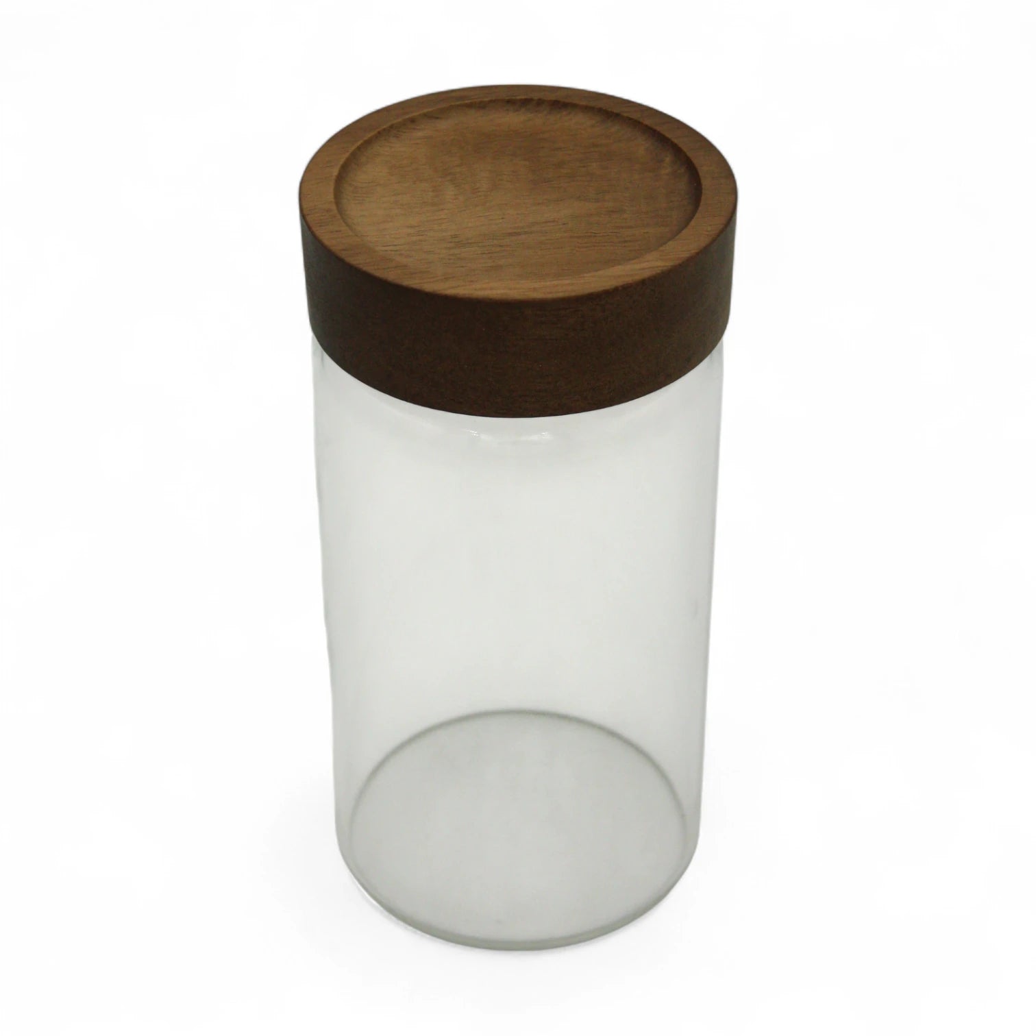Clear Glass Storage Canister with Wooden-Style Lid – Multipurpose Storage Jar for Pantry, Snacks, Coffee, Cotton & More - Damoo