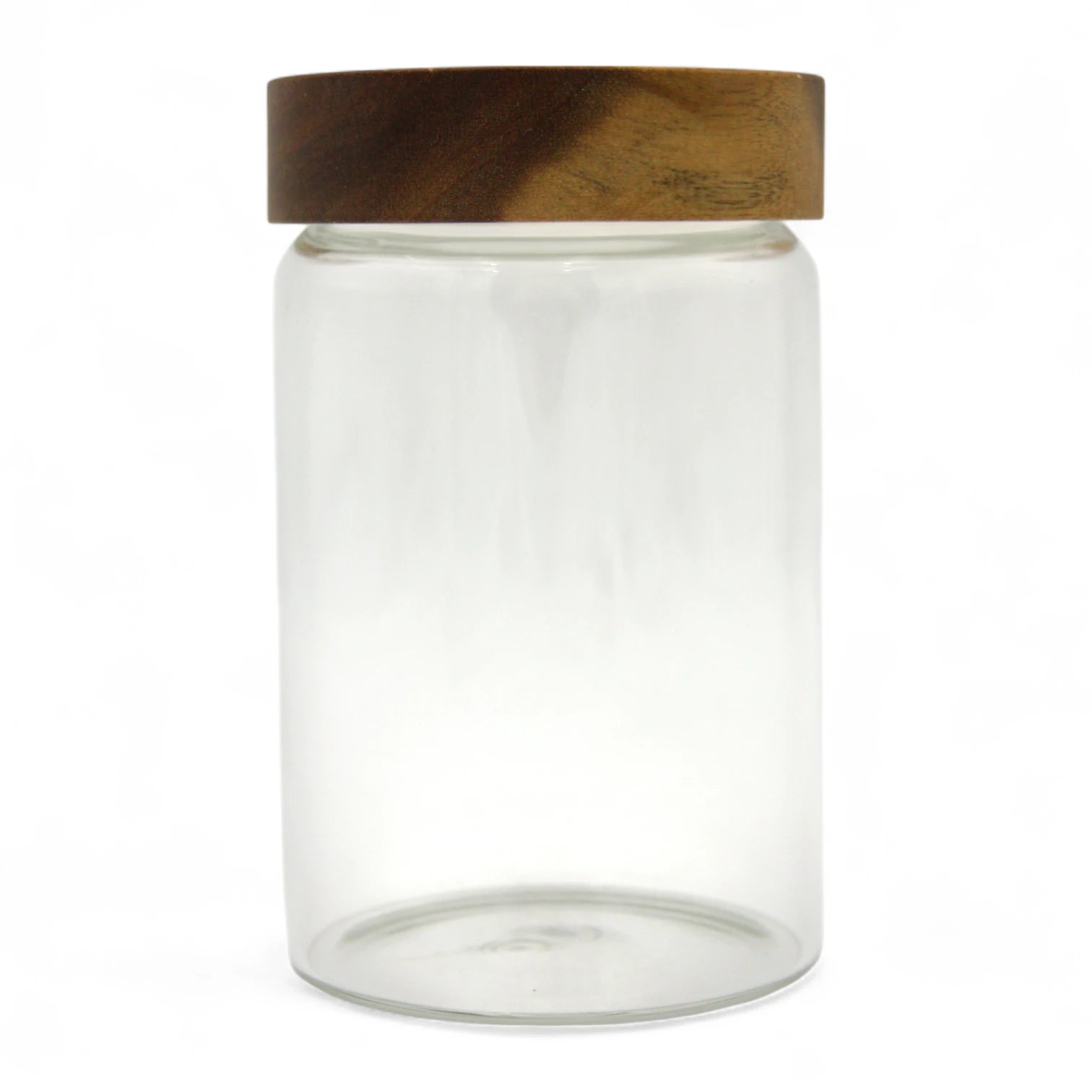 Clear Glass Storage Jar with Airtight Dark Wood Lid – Modern Kitchen Container for Spices, Coffee, Tea, and Pantry Organization - Damoo