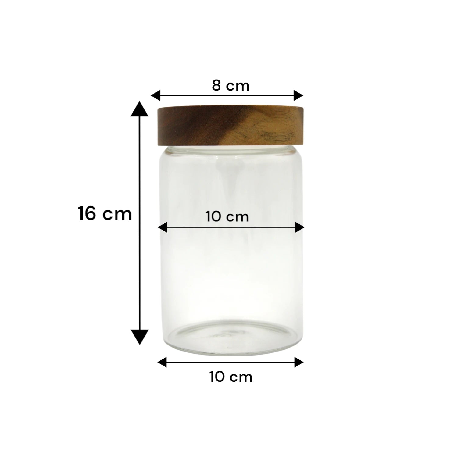 Clear Glass Storage Jar with Airtight Dark Wood Lid – Modern Kitchen Container for Spices, Coffee, Tea, and Pantry Organization - Damoo