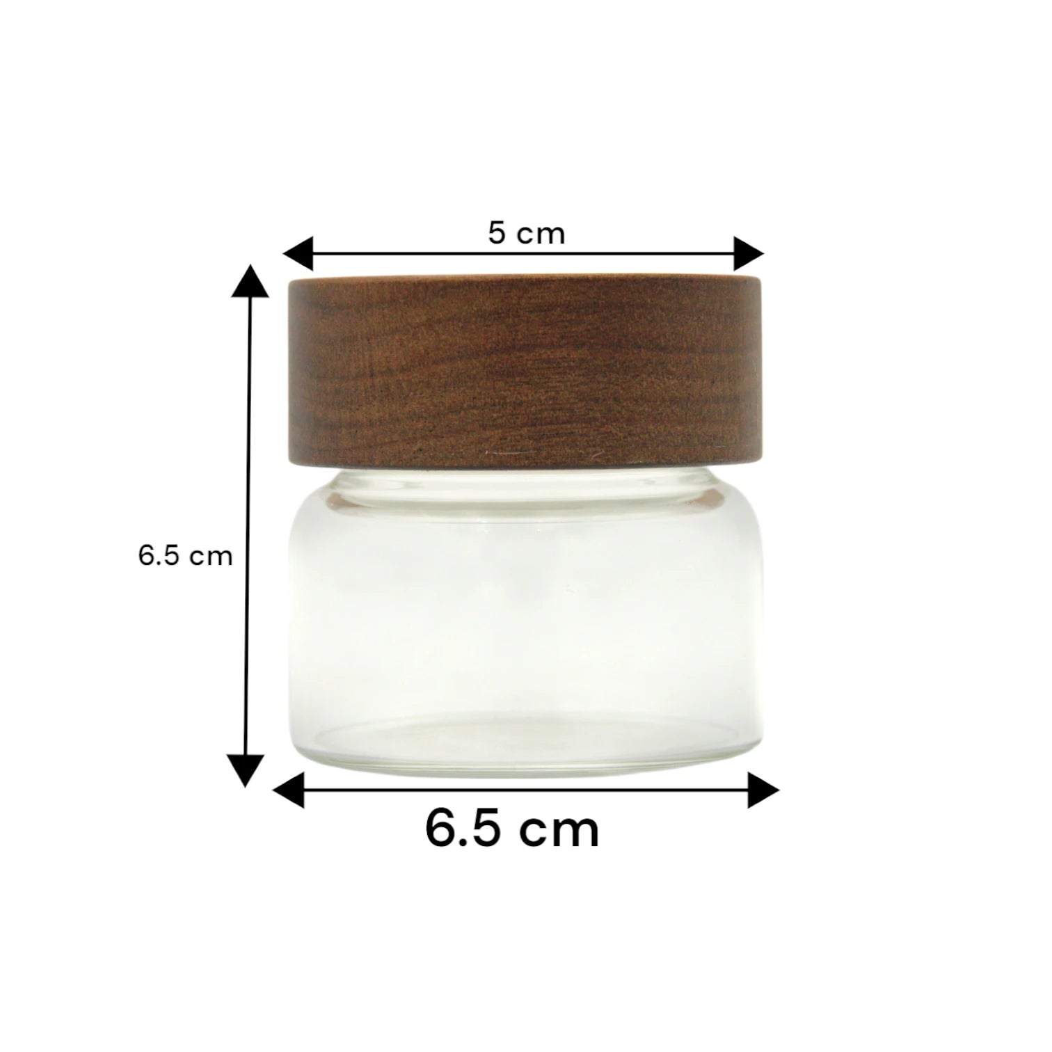 Clear Glass Storage Jar with Natural Wooden Lid – Airtight Kitchen Container for Spices, Herbs, Tea & More - Damoo