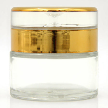 Clear Glass-Style Incense or Cosmetic Jar with Shiny Gold Lid 50 ML – Elegant Storage for Balms, Creams & Resin - Damoo