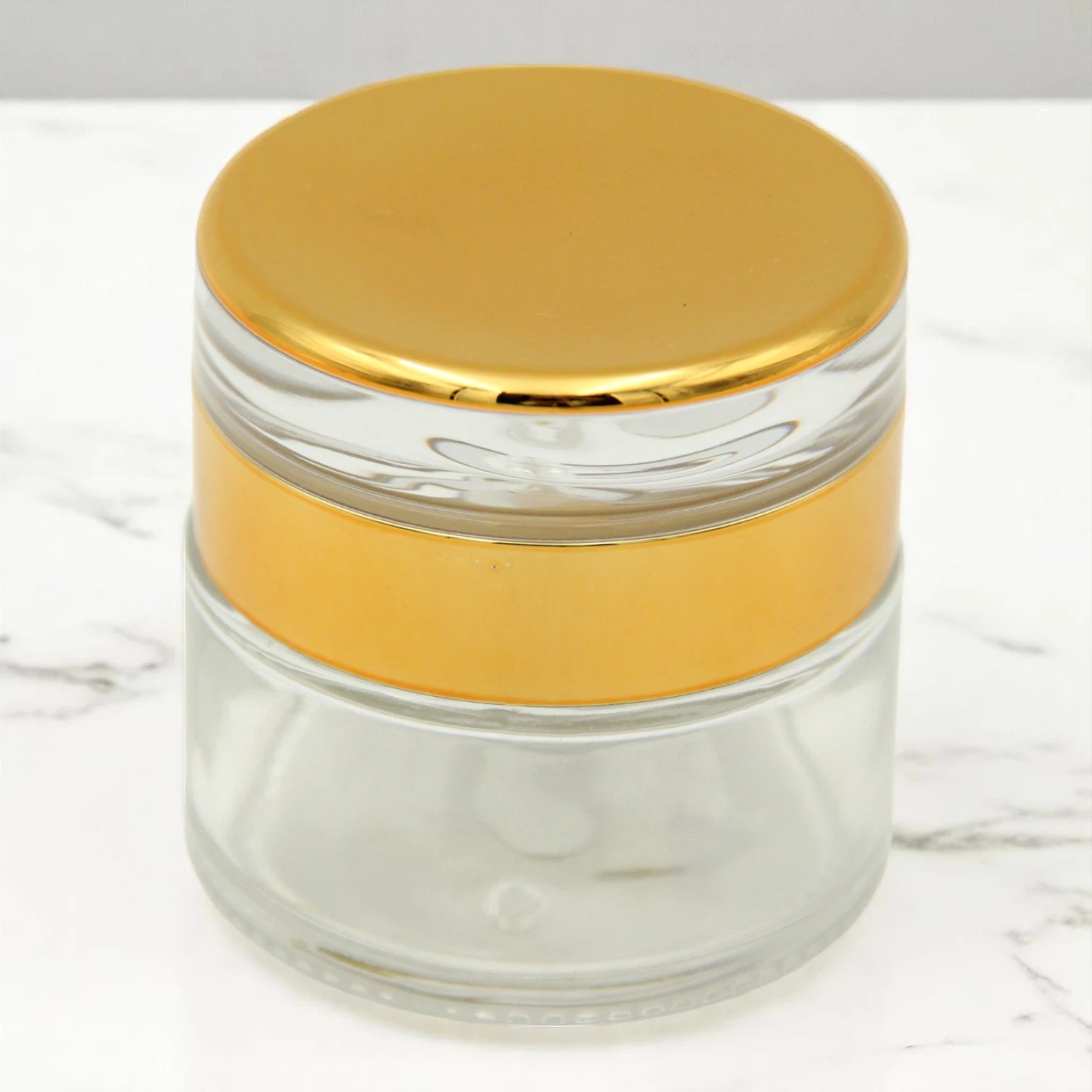 Clear Glass-Style Incense or Cosmetic Jar with Shiny Gold Lid 50 ML – Elegant Storage for Balms, Creams & Resin - Damoo