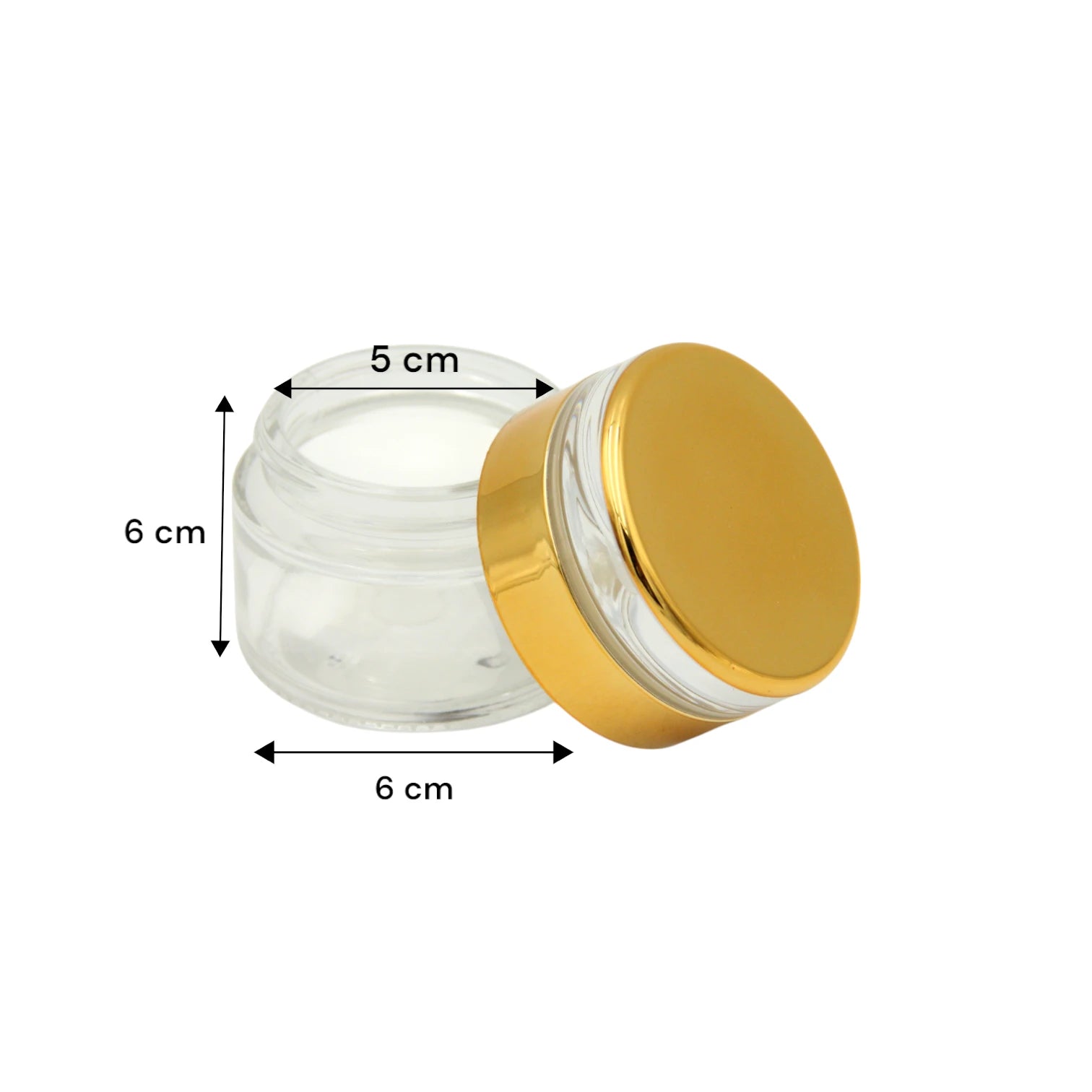 Clear Glass-Style Incense or Cosmetic Jar with Shiny Gold Lid 50 ML – Elegant Storage for Balms, Creams & Resin - Damoo
