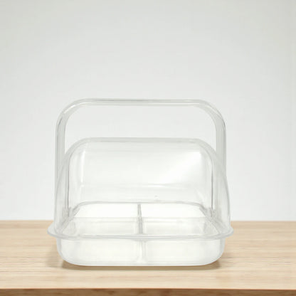 Clear Rotating Snack Box with Dome Cover & 4 Compartments – Transparent Acrylic Storage Box with Swivel Lid – Ideal for Serving Nuts, Dates, Sweets & Snacks - Damoo
