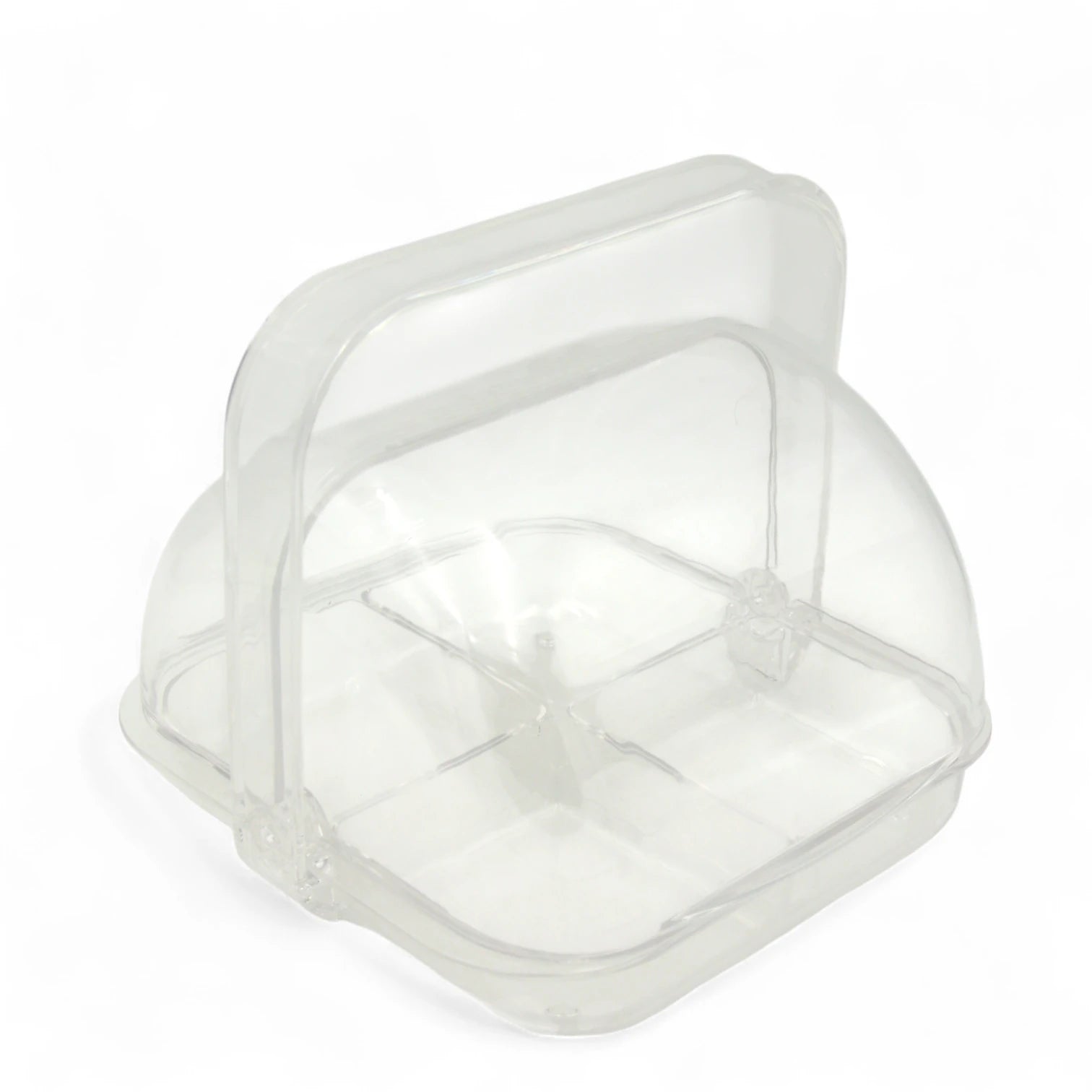 Clear Rotating Snack Box with Dome Cover & 4 Compartments – Transparent Acrylic Storage Box with Swivel Lid – Ideal for Serving Nuts, Dates, Sweets & Snacks - Damoo