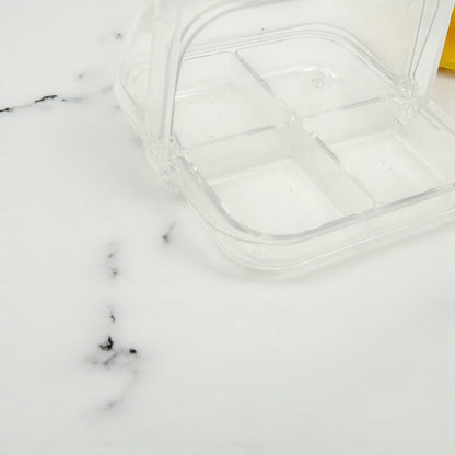 Clear Rotating Snack Box with Dome Cover & 4 Compartments – Transparent Acrylic Storage Box with Swivel Lid – Ideal for Serving Nuts, Dates, Sweets & Snacks - Damoo