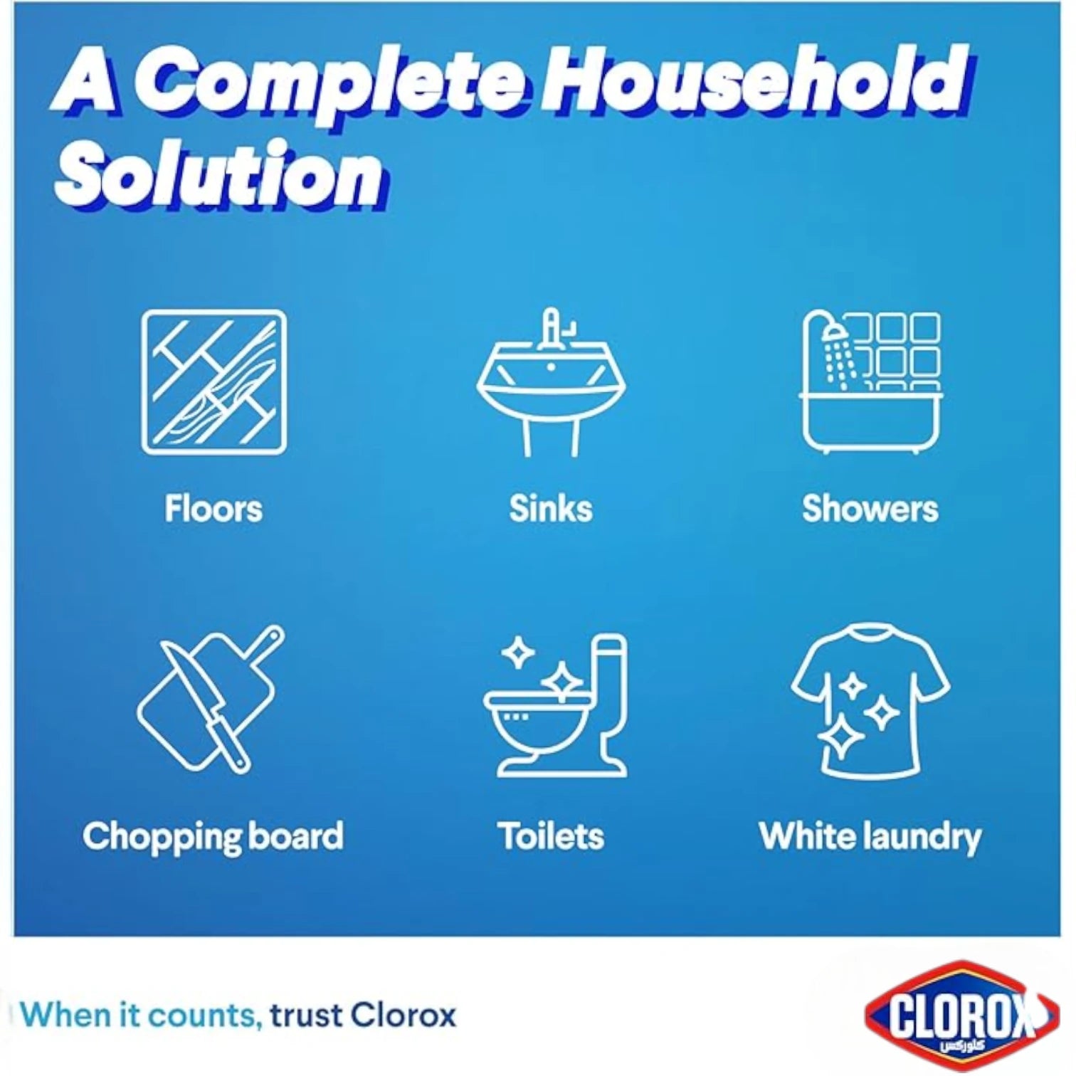 Clorox Liquid Bleach 950ml | Multi-Surface Disinfectant & Stain Remover | Kills 99.9% of Viruses & Bacteria | Whitens Clothes | Prevents Bacterial Growth for 48 Hours - Damoo