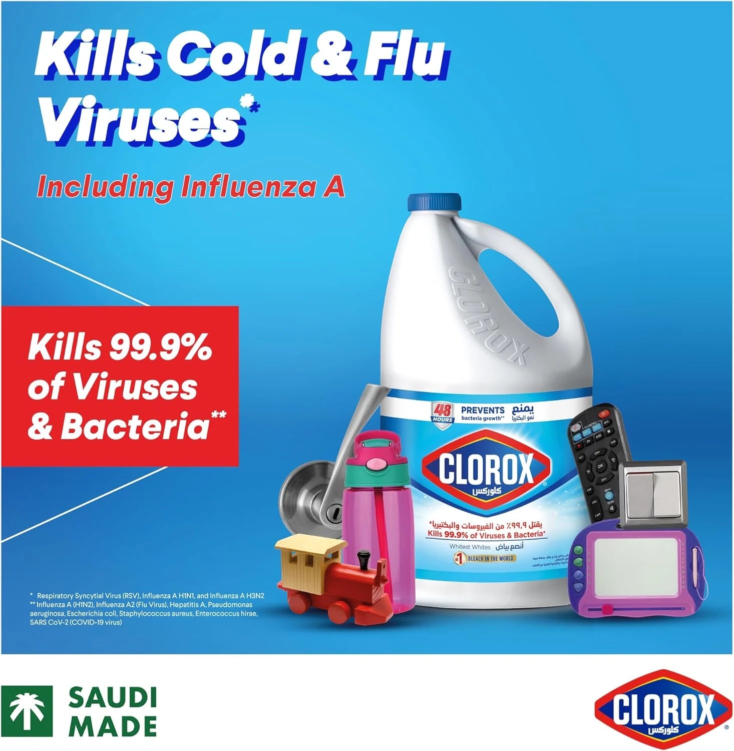 Clorox Liquid Bleach Original – 2 x 3.78L | Disinfects, Whitens & Removes Stains | Kills 99.9% of Germs | Multi-Surface Use - Damoo