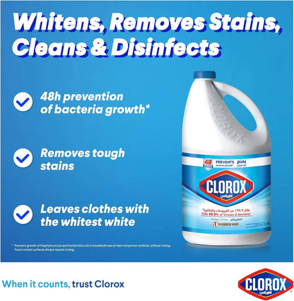 Clorox Liquid Bleach Original – 2 x 3.78L | Disinfects, Whitens & Removes Stains | Kills 99.9% of Germs | Multi-Surface Use - Damoo