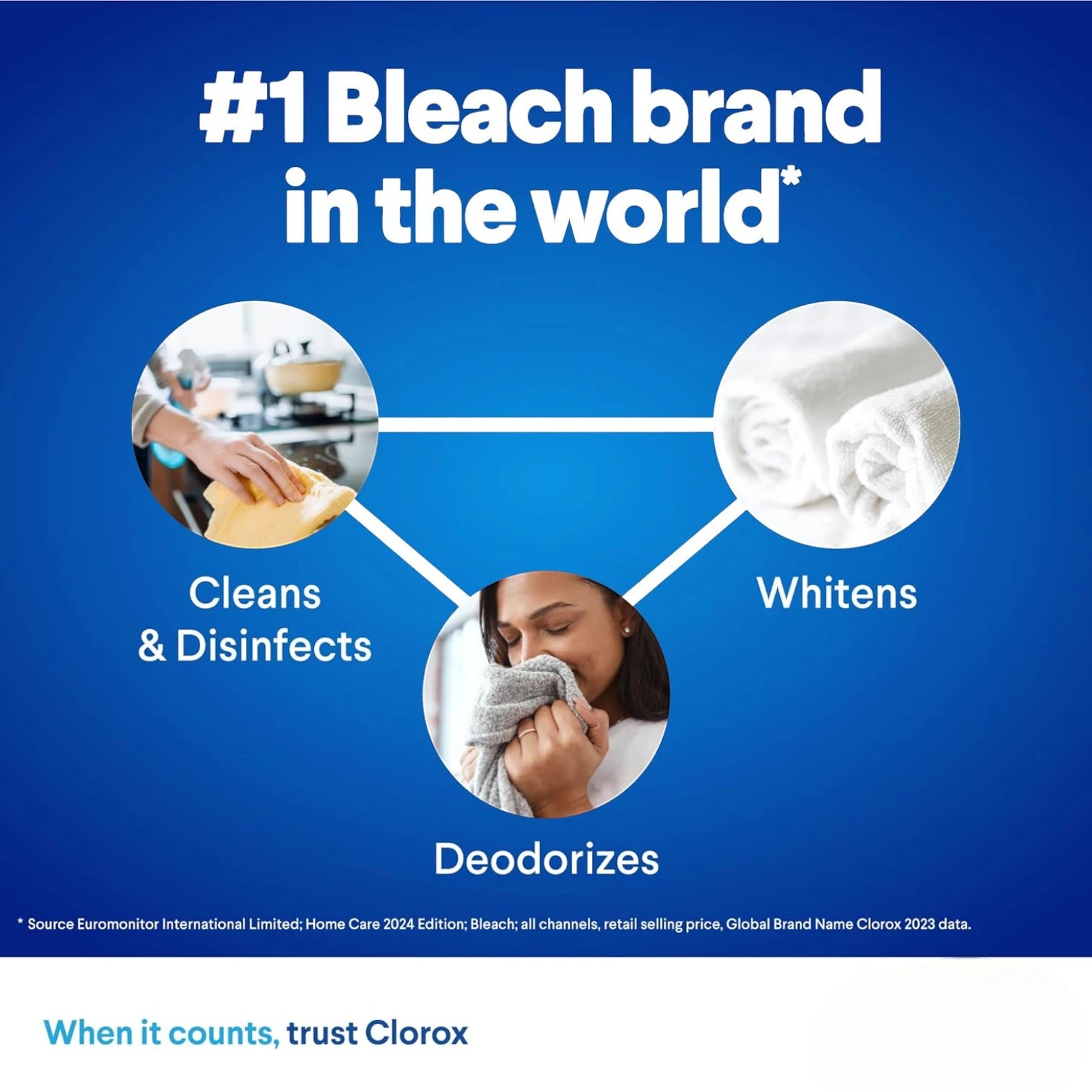 Clorox Platinum Bleach 2 x 1.89L | Thick Splash-Less Formula | Kills 99.9% of Germs | Powerful Stain Remover & Disinfectant | Crisp Lemon Scent | Multi-Surface Cleaner - Damoo