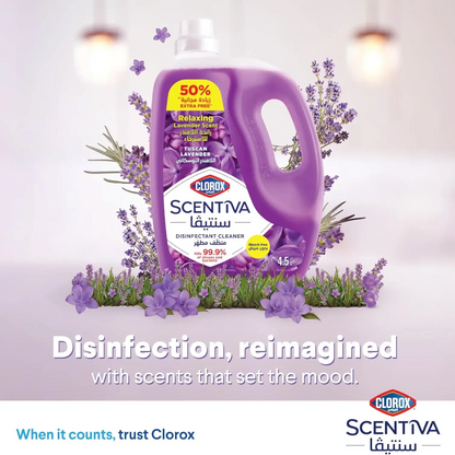Clorox Scentiva Disinfectant Floor Cleaner – 4.5L Tuscan Lavender Scent, Bleach-Free, Kills 99.9% of Viruses & Bacteria - Damoo