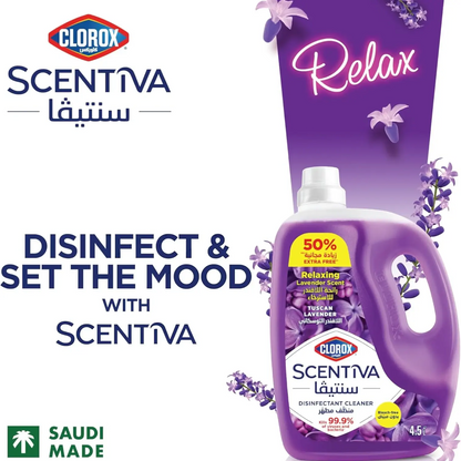 Clorox Scentiva Disinfectant Floor Cleaner – 4.5L Tuscan Lavender Scent, Bleach-Free, Kills 99.9% of Viruses & Bacteria - Damoo