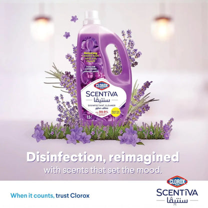 Clorox Scentiva Disinfectant Floor Cleaner – Tuscan Lavender Scent, 1.5L – Bleach-Free & Kills 99.9% of Germs - Damoo
