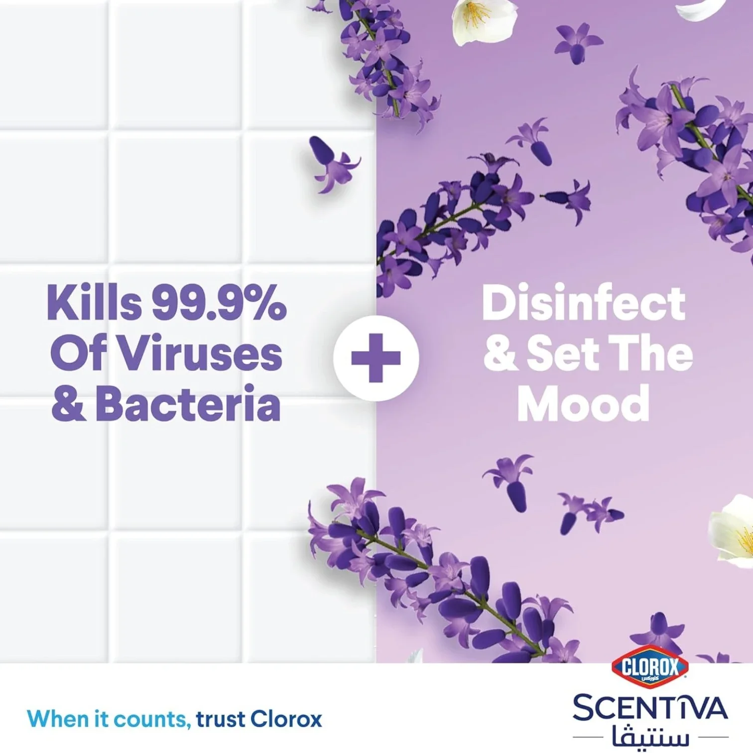 Clorox Scentiva Disinfectant Floor Cleaner – Tuscan Lavender Scent, 1.5L – Bleach-Free & Kills 99.9% of Germs - Damoo