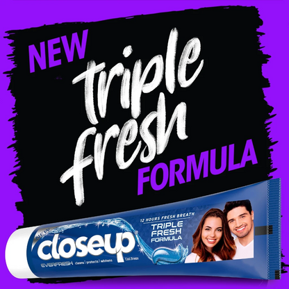 Closeup Triple Fresh Formula Cool Breeze Gel Toothpaste – 120ml | Long-Lasting Fresh Breath, Antibacterial Mouthwash, Micro Shine Crystals, Teeth Whitening & Cavity Protection - Damoo