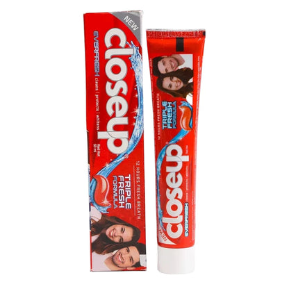 Closeup Triple Fresh Gel Toothpaste Red Hot Flavor 75ml x 4 Pack – 12-Hour Fresh Breath with Antibacterial Mouthwash & Microshine Crystals - Damoo