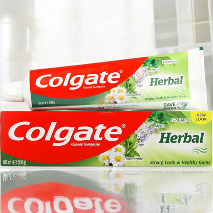 Colgate Herbal Toothpaste 150g – Fluoride Toothpaste with Eucalyptus, Myrrh, Sage & Chamomile for Strong Teeth & Healthy Gums - Damoo