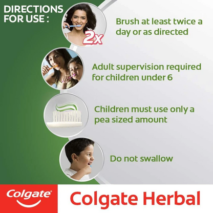 Colgate Herbal Toothpaste 4 Pcs Pack - Each 100ml – Natural Cavity Protection with Chamomile, Sage, Myrrh & Eucalyptus | Strong Teeth, Healthy Gums & Fresh Breath - Damoo