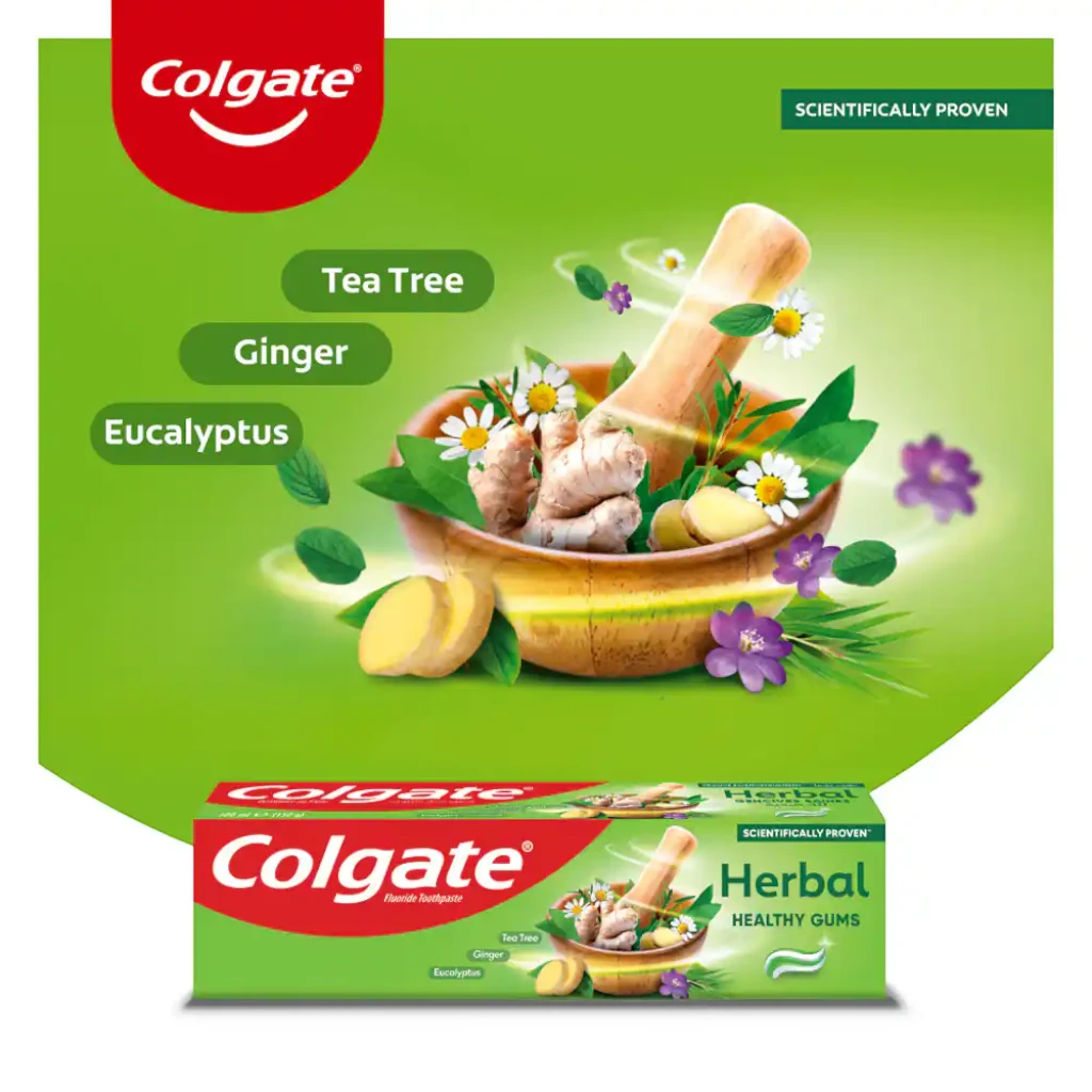 Colgate Herbal Toothpaste 4 Pcs Pack - Each 100ml – Natural Cavity Protection with Chamomile, Sage, Myrrh & Eucalyptus | Strong Teeth, Healthy Gums & Fresh Breath - Damoo