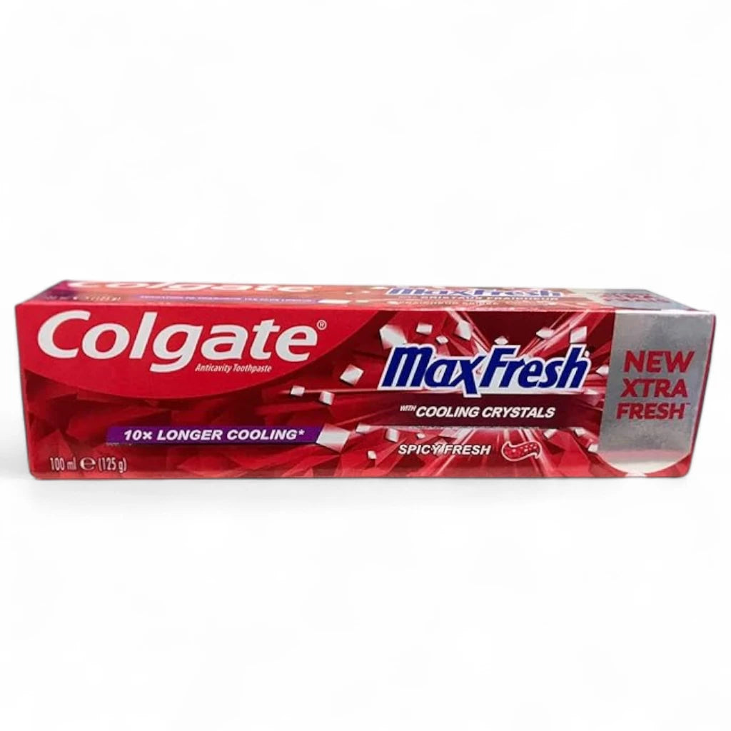 Colgate Max Fresh Spicy Toothpaste with Cooling Crystals – 100ml | Cavity Protection, Whitening, Long-Lasting Fresh Breath, Invigorating Mint Flavor Gel for Adults - Damoo