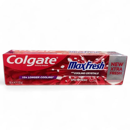 Colgate Max Fresh Spicy Toothpaste with Cooling Crystals – 100ml | Cavity Protection, Whitening, Long-Lasting Fresh Breath, Invigorating Mint Flavor Gel for Adults - Damoo