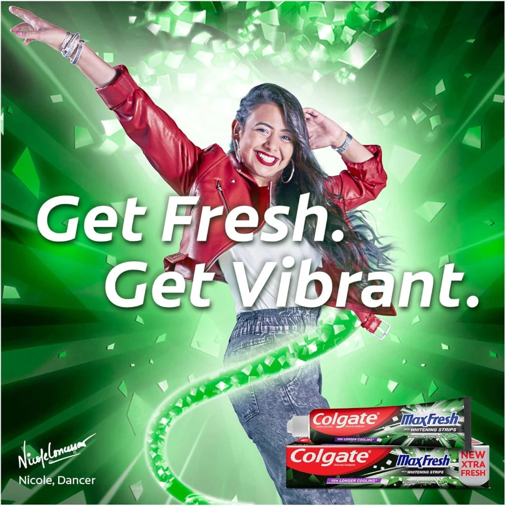 Colgate Max Fresh Toothpaste with Whitening Strips & Bamboo Charcoal – 100ml – Deep Clean, Extra Fresh, Cavity Protection - Damoo