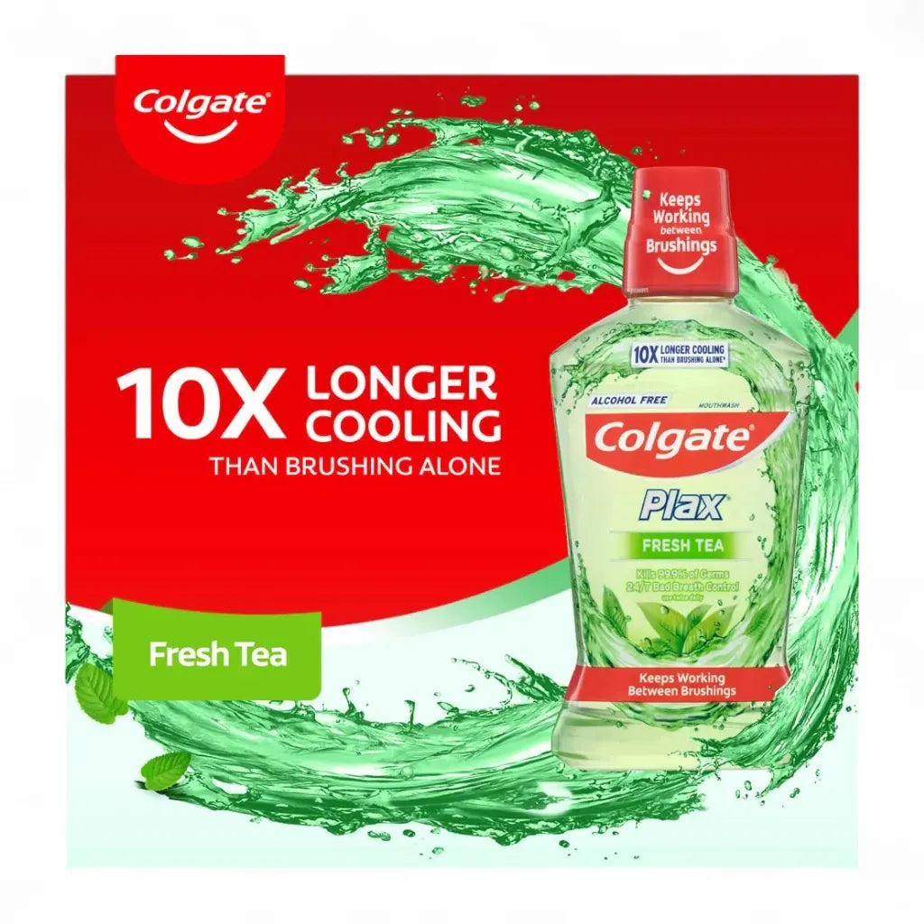 Colgate Plax Refreshing Tea Mouthwash 500ml – Long Lasting Fresh Breath & Plaque Protection - Damoo