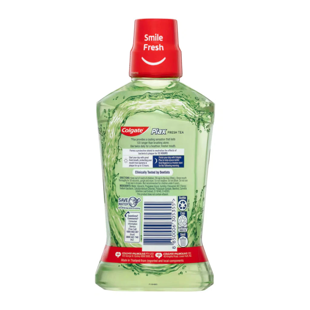 Colgate Plax Refreshing Tea Mouthwash 500ml – Long Lasting Fresh Breath & Plaque Protection - Damoo