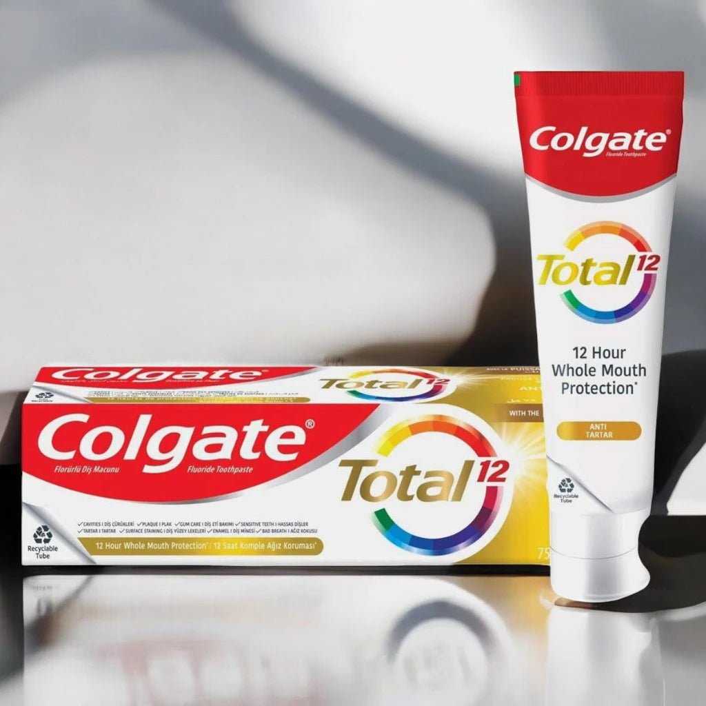 Colgate Total 12 Toothpaste 75ml – Anti-Tartar Formula with Zinc for 12-Hour Whole Mouth Protection | Cavity, Plaque & Gum Care Toothpaste - Damoo