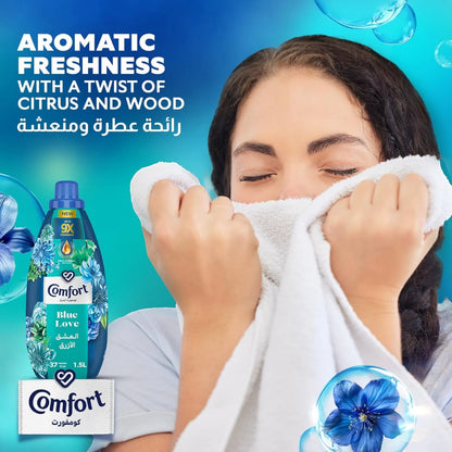 Comfort Blue Love Concentrated Fabric Softener – 2 x 1L Twin Pack – 9x Fragrance Power, Color Protection & 11-in-1 Fabric Care - Damoo