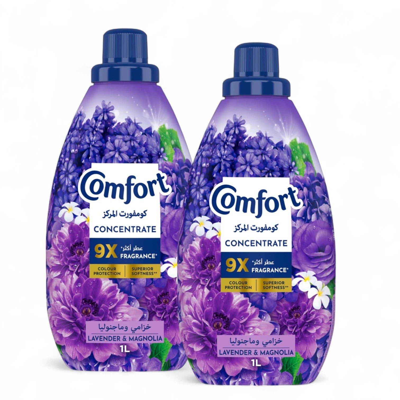 Comfort Concentrated Fabric Softener Lavender & Magnolia – 2 x 1L Twin Pack – 9x Fragrance Boost & 11-in-1 Fabric Care Benefits - Damoo