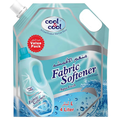Cool & Cool Aqua Fresh Fabric Softener 4L Pouch – Long-Lasting Fresh Scent, Gentle on Fabrics, Softens & Protects Clothes, Easy Ironing, Color Preservation - Damoo