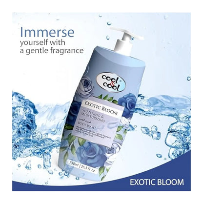 Cool & Cool Exotic Bloom Body Wash with Vitamin E – Antibacterial, Moisturizing & Skin-Softening Shower Gel – 750ml - Damoo