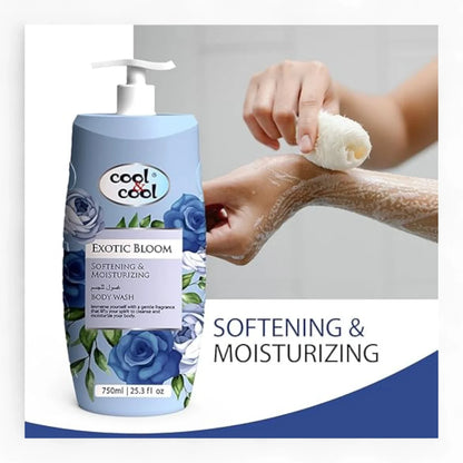 Cool & Cool Exotic Bloom Body Wash with Vitamin E – Antibacterial, Moisturizing & Skin-Softening Shower Gel – 750ml - Damoo