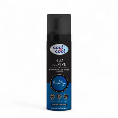 Cool & Cool H2O Revive Foaming Face Wash for Men – 200ML | Oil Control, Hydrating & Anti-Aging Cleanser with Bergamot Orange - Damoo